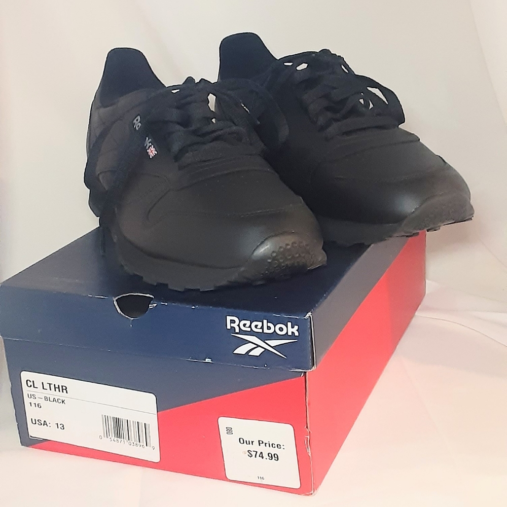 Reebok Men's Classic Leather Shoes News Authentic Black sz 13